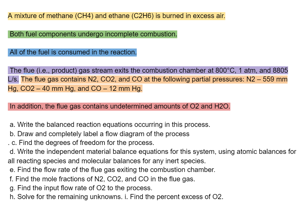 Solved A Mixture Of Methane Ch And Ethane C H Is Chegg Com