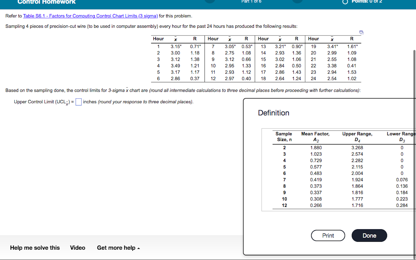 Solved Control Homework Part 1 OT 6 Refer to Table 56.1 - | Chegg.com