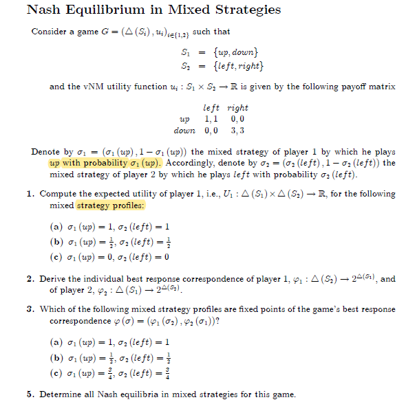 Solved Nash Equilibrium in Mixed Strategies Consider a game 