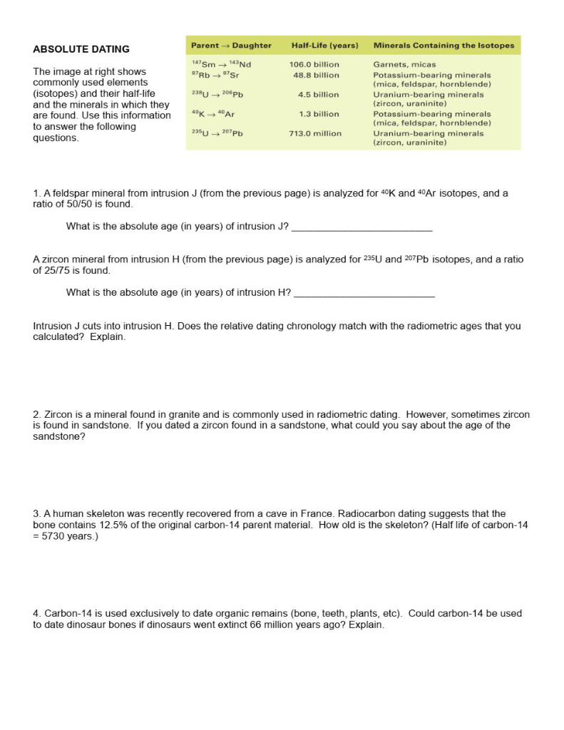 Solved Geologic Time Geology 1010 Fall 2018 Name RELATIVE | Chegg.com