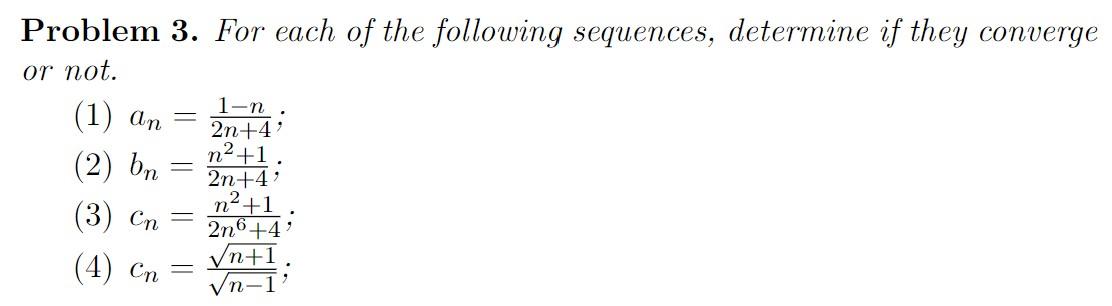 Solved (1) an Problem 3. For each of the following | Chegg.com
