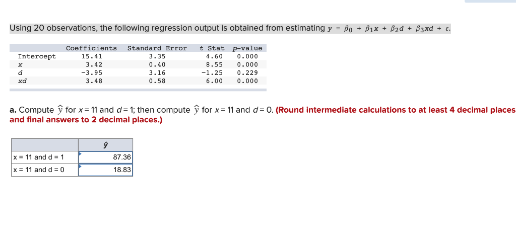 solved-using-20-observations-the-following-regression-chegg