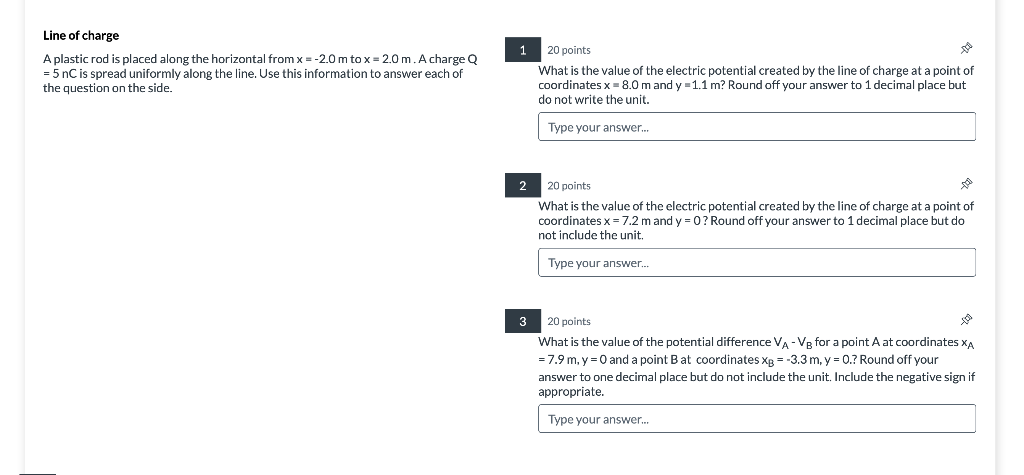 Solved 1 Line Of Charge A Plastic Rod Is Placed Along The Chegg Com