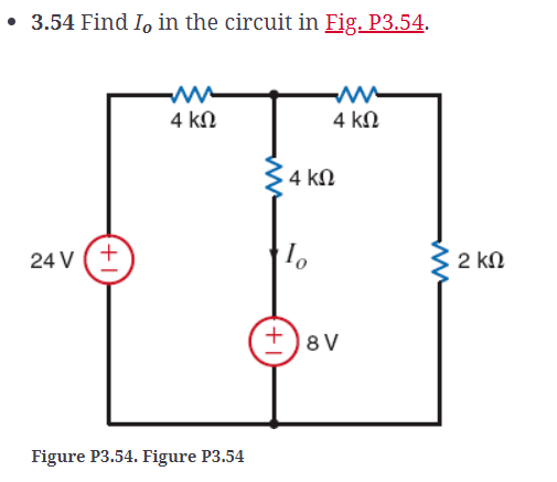 Solved 3.54 Find Io in the circuit in Fig. P3.54. rigure | Chegg.com