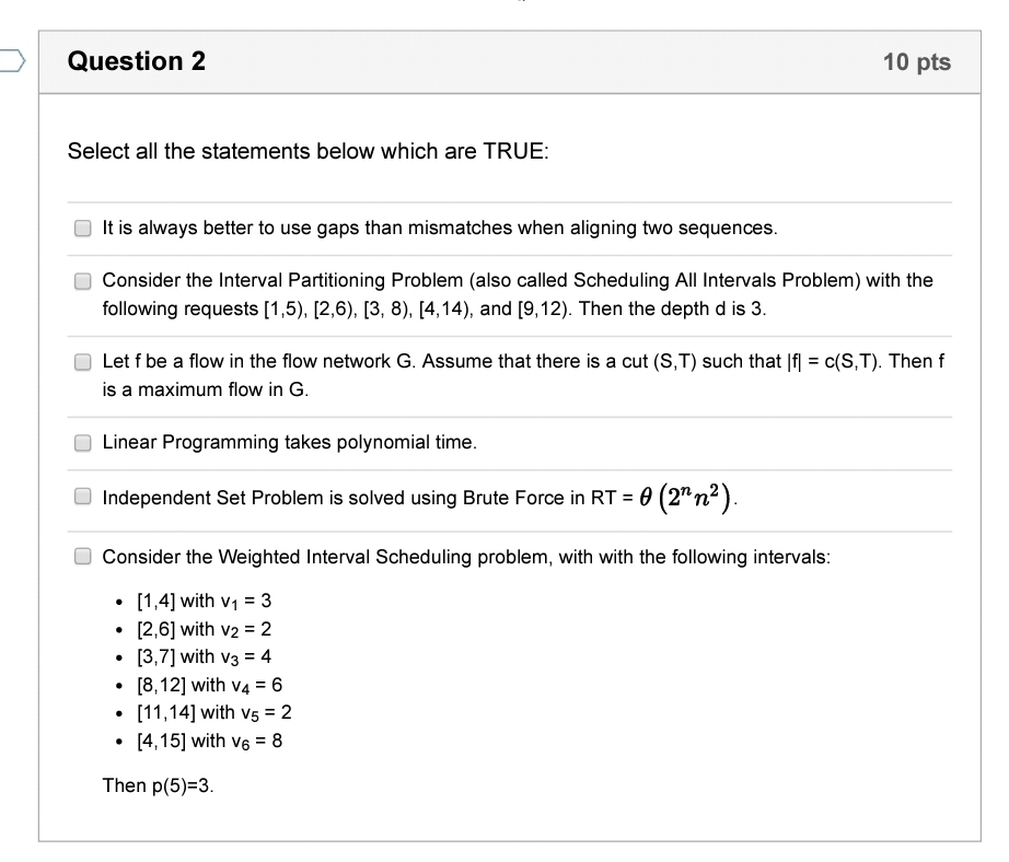 Question 2 10 pts Select all the statements below | Chegg.com