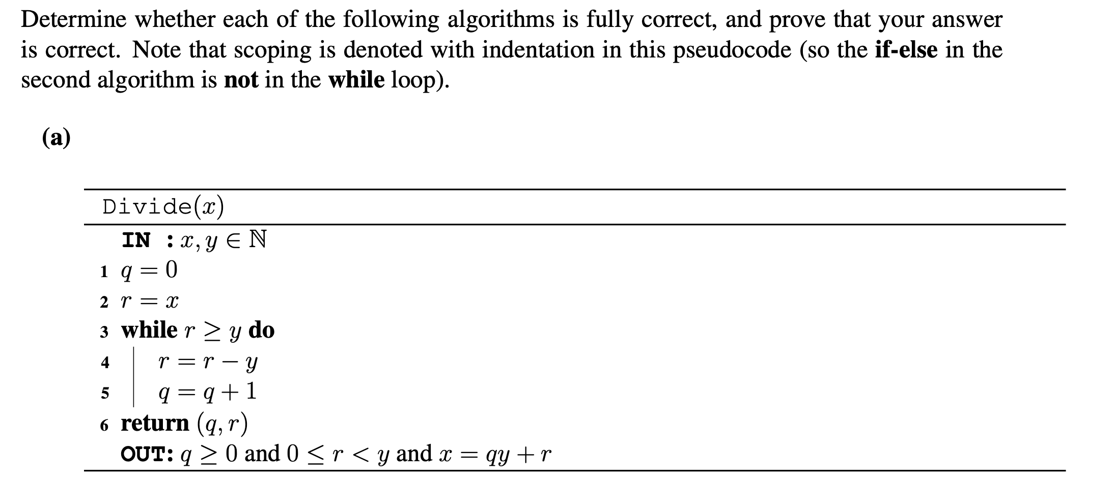 Solved Determine Whether Each Of The Following Algorithms Is | Chegg.com