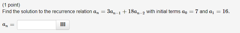Solved (1 point) Find the solution to the following | Chegg.com