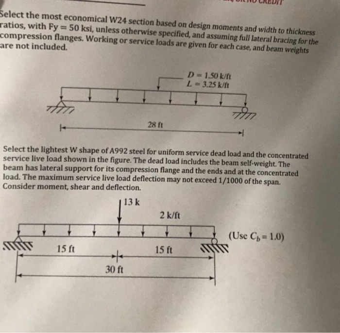 Solved E Cred Select The Most Economical W24 Section Based 