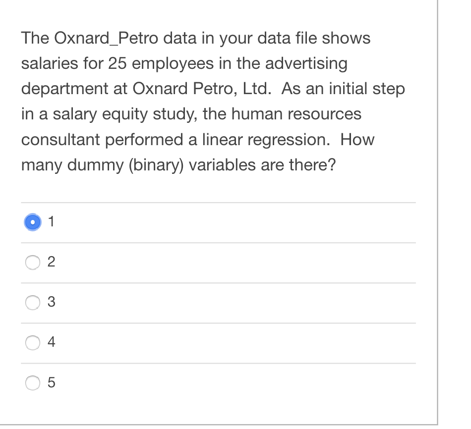 Solved The Oxnard_Petro data in your data file shows | Chegg.com