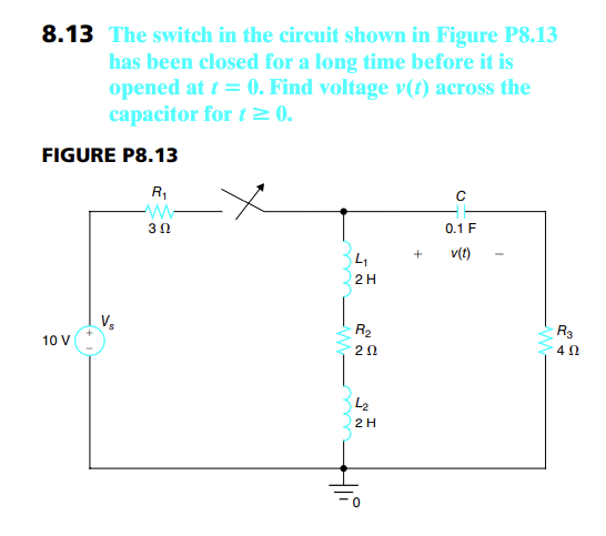 Solved 8.13 The switch in the circuit shown in Figure P8.13 | Chegg.com