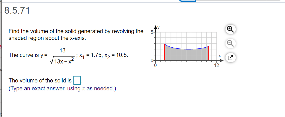 Solved 8.5.71 5- Find the volume of the solid generated by | Chegg.com