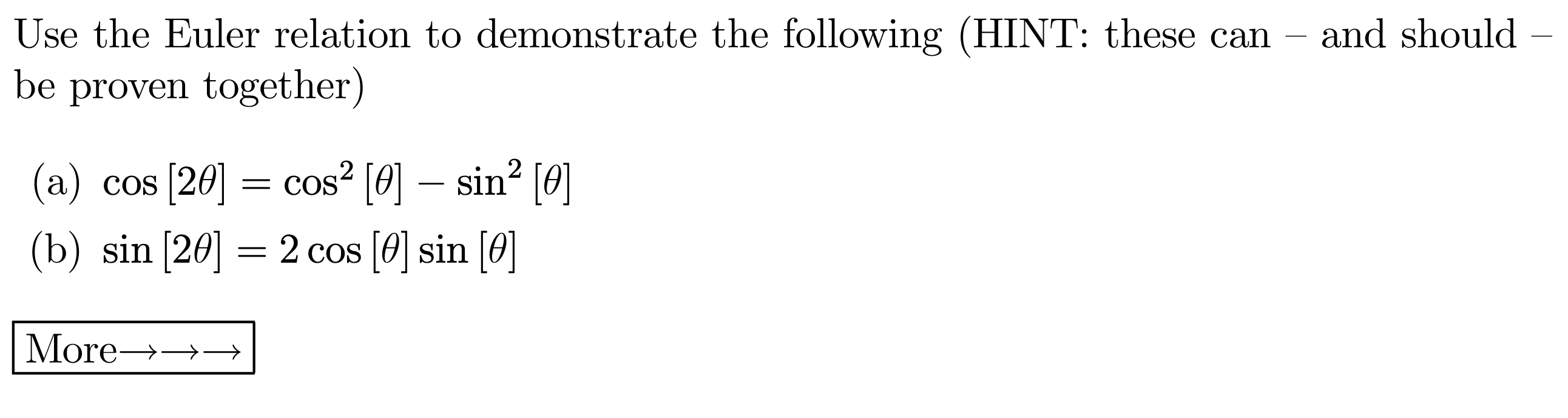 Solved Use the Euler relation to demonstrate the following | Chegg.com