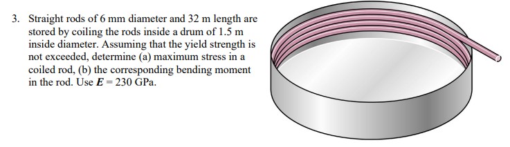 Solved 3. Straight rods of 6 mm diameter and 32 m length are | Chegg.com