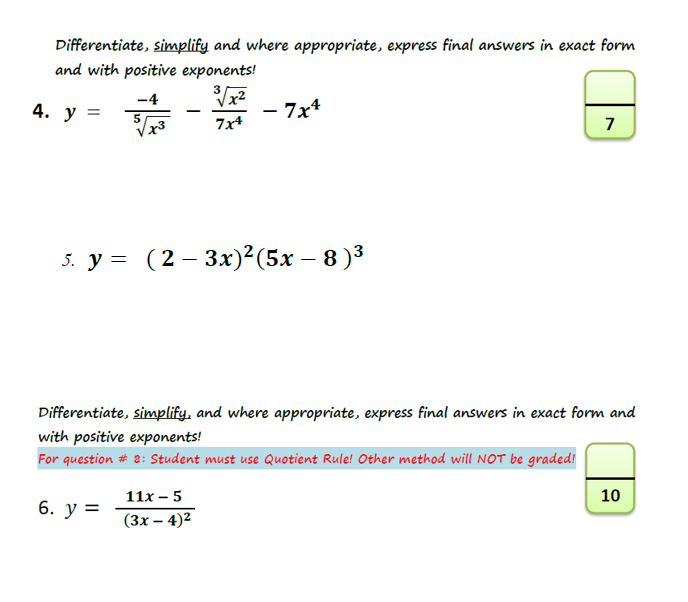 Solved Differentiate Simplify And Where Appropriate 8827