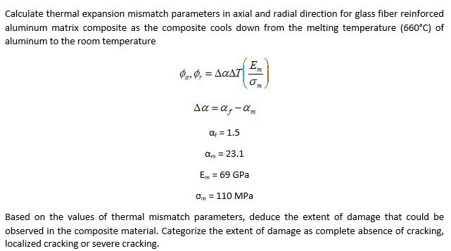 Solved Calculate thermal expansion mismatch parameters in | Chegg.com