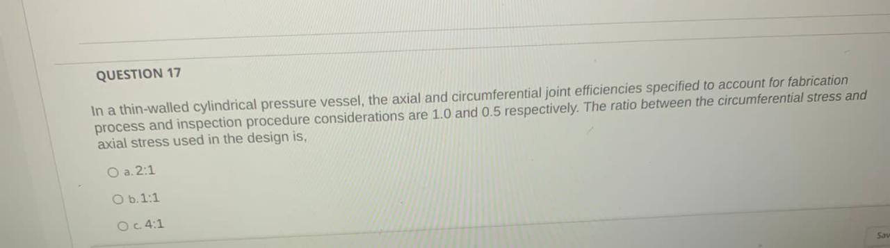 Solved QUESTION 17 In A Thin-walled Cylindrical Pressure | Chegg.com