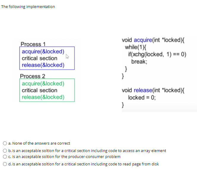 Solved The following implementation Process 1 | Chegg.com