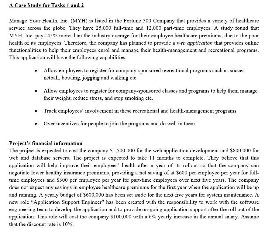 Solved A Case Study For Tasks 1 And 2 Manage Your Health, | Chegg.com