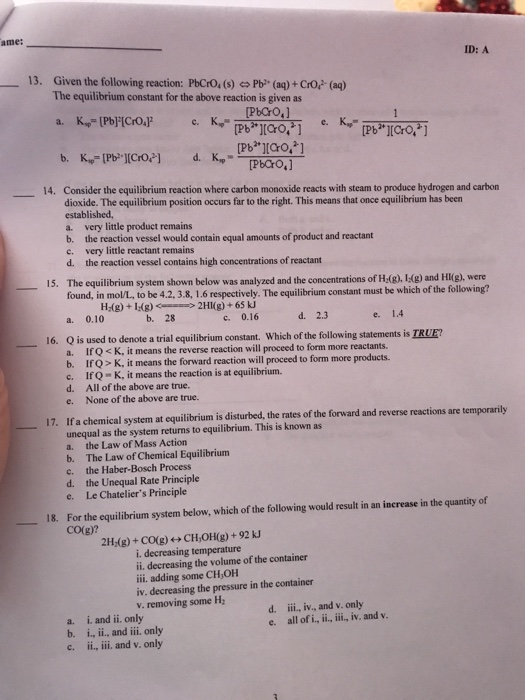 Solved ame: 13. Given the following reaction: Pbcro, | Chegg.com