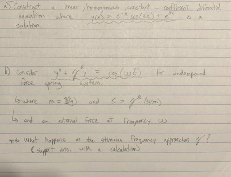 Solved a) Constract a linear, homogereass, constant - | Chegg.com