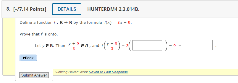 Solved Define a function f:R→R by the formula f(x)=3x−9. | Chegg.com