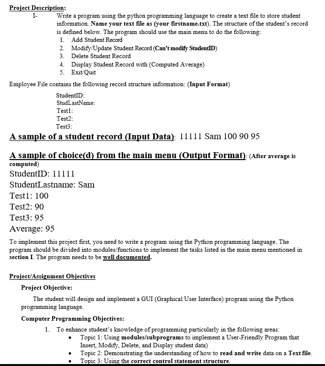 Solved Computer Science Coding Language: - Python (