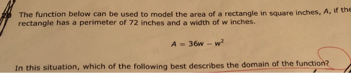 Solved The function below can be used to model the area of a | Chegg.com
