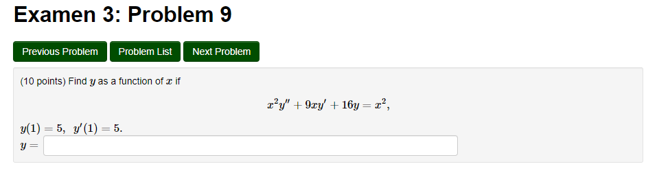 Solved Examen 3: Problem 9 Previous Problem Problem List | Chegg.com