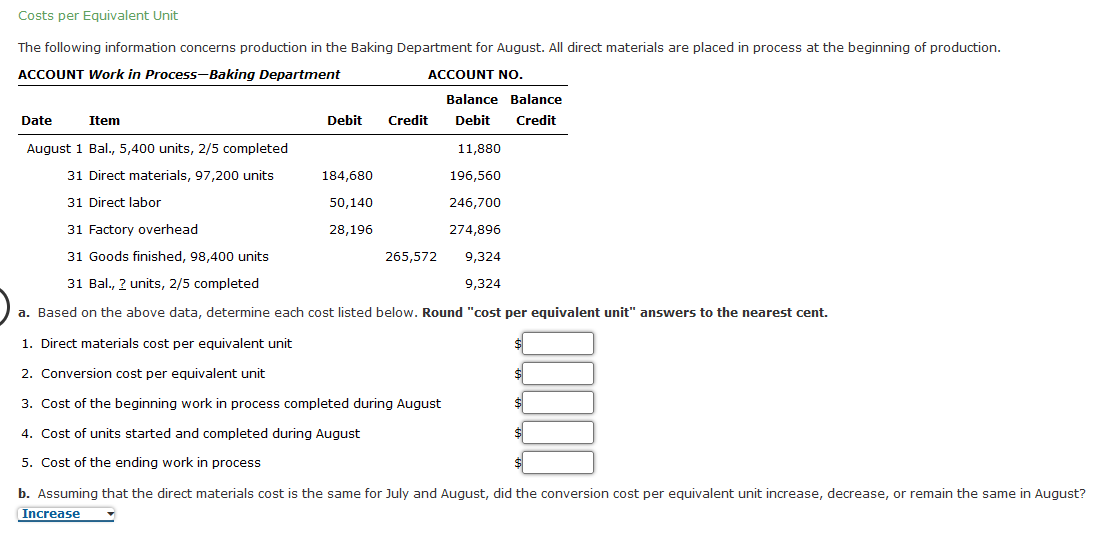 Solved Costs per Equivalent Unit The following information | Chegg.com