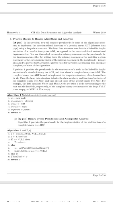 Binary Trees: Pseudocode and Asymptotic Analysis | Chegg.com