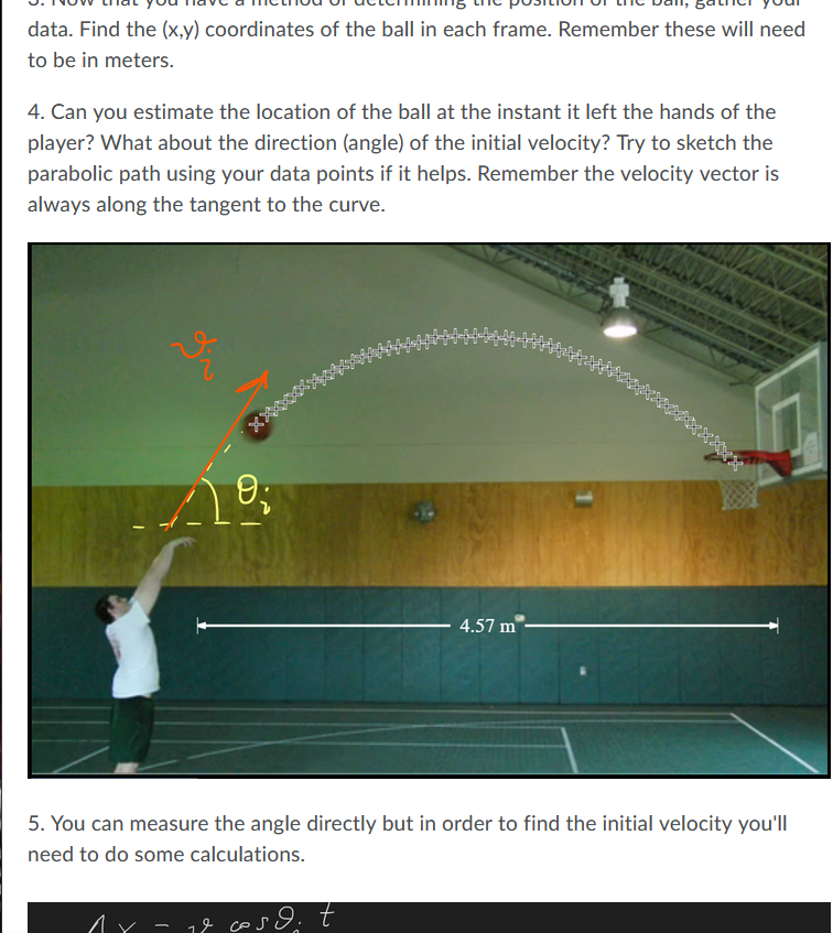 Solved TRAJECTORY of a basketball free throw. INSTRUCTIONS
