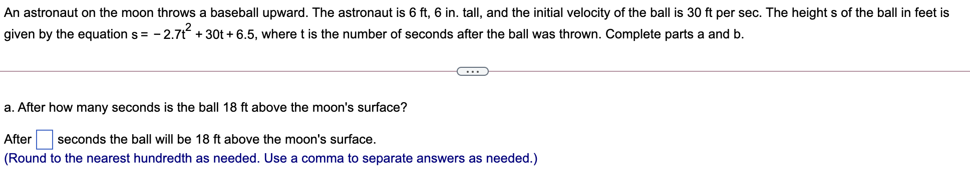 Solved An astronaut on the moon throws a baseball upward. | Chegg.com