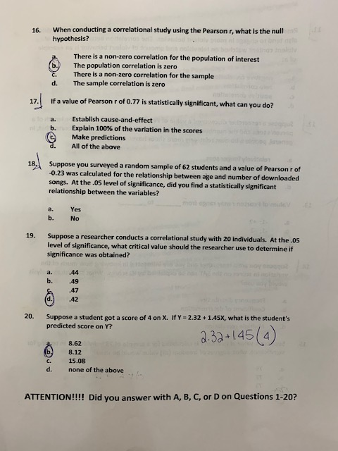 Solved 16. When conducting a correlational study using the | Chegg.com