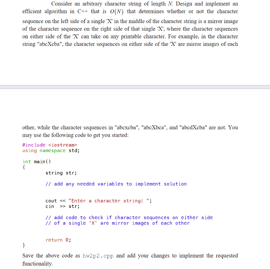Solved Consider an arbitrary character string of length N. | Chegg.com