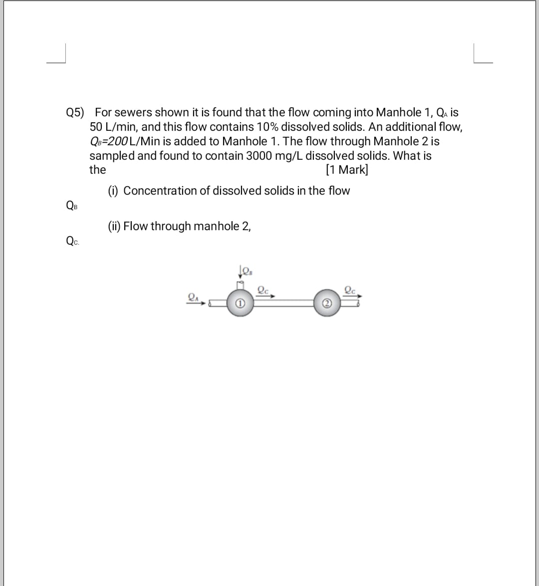 Solved Q5) For Sewers Shown It Is Found That The Flow Coming | Chegg.com