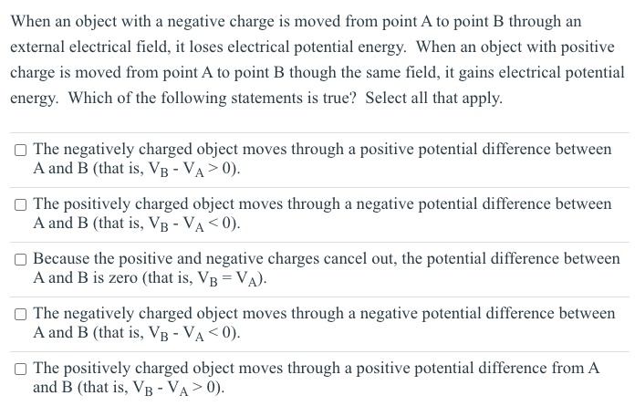 Solved When an object with a negative charge is moved from | Chegg.com
