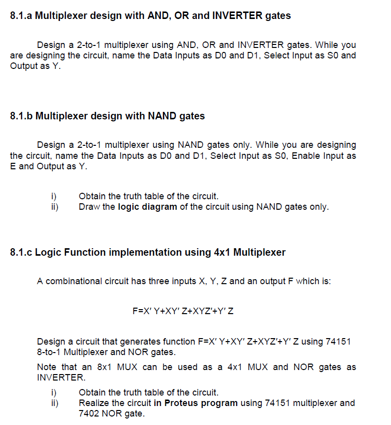 Solved Design A 2-to-1 Multiplexer Using AND, OR And | Chegg.com