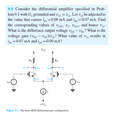 Solved 9.5 Consider the differential amplifier specified in | Chegg.com