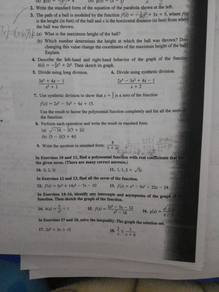 Solved ( ) + 4 6 8 ) - 3) 2. Write the standard form of the | Chegg.com