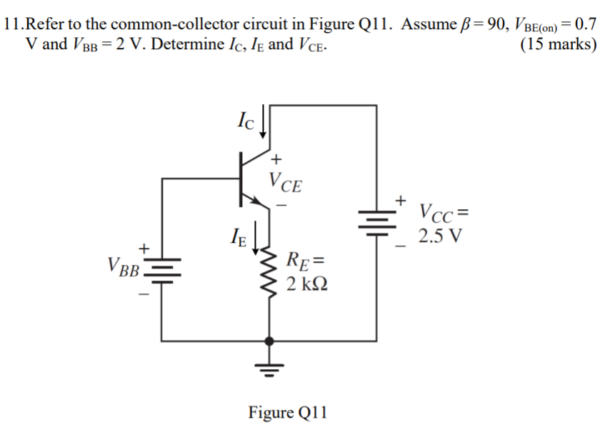 Solved 11.Refer To The Common-collector Circuit In Figure | Chegg.com