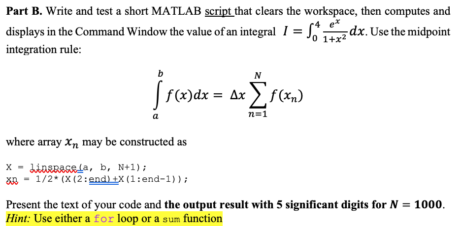 Solved Part B. Write and test a short MATLAB script that | Chegg.com