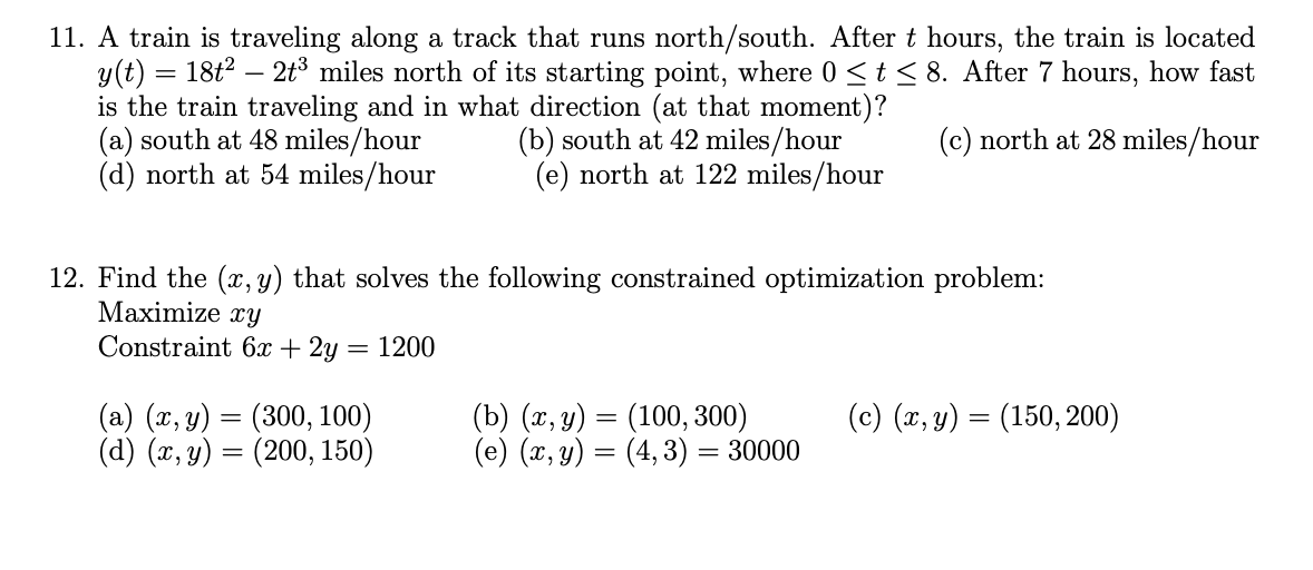 Solved 11. A train is traveling along a track that runs | Chegg.com