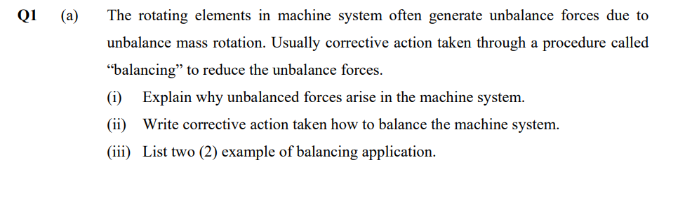 Solved Q1 (a) The rotating elements in machine system often | Chegg.com