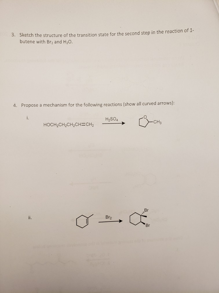 Solved Sketch The Structure Of The Transition State For The 