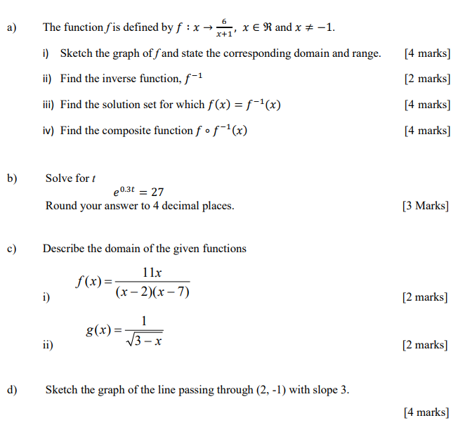 Solved a) [4 marks) The function f is defined by f : x - * x | Chegg.com