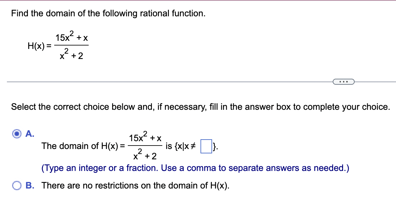 Solved Find the domain of the following rational function. | Chegg.com