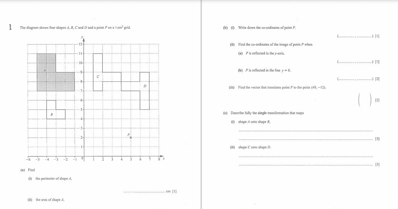 Solved 1 The diagram shows four shapes A, B, C and D and a | Chegg.com