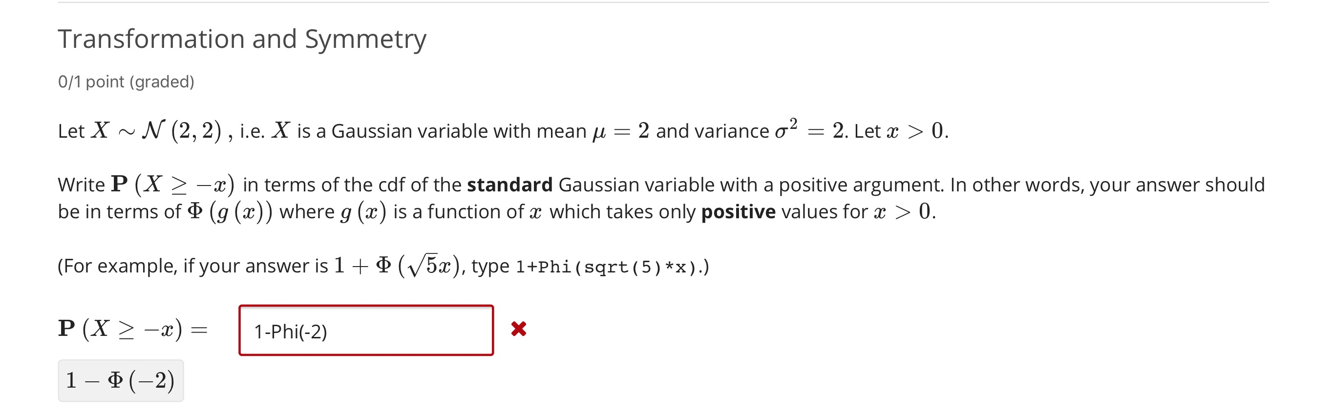 Solved Transformation And Symmetry 0 1 Point Graded Let Chegg Com