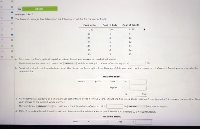 Solved Problem 22-10 The financial manager has determined | Chegg.com