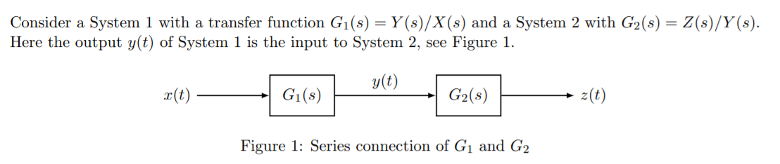 Solved Consider a System 1 with a transfer function G1(s) = | Chegg.com